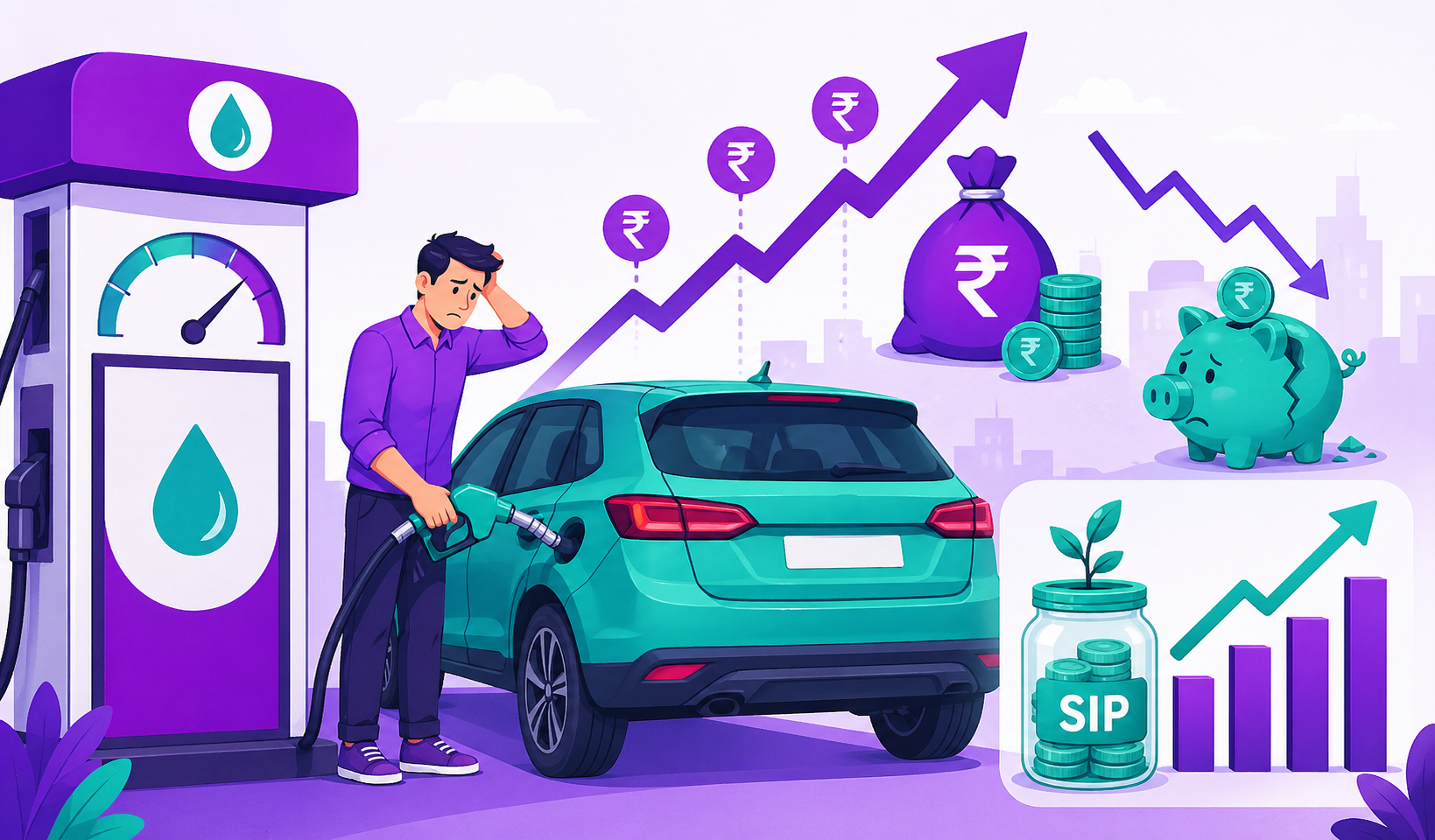 Petrol price surge in India 2026 — how fuel inflation impacts savings and how SIP helps beat it